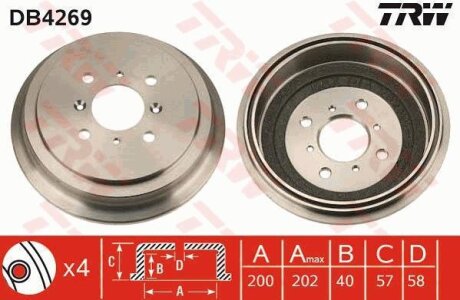 - Гальмівний барабан TRW DB4269