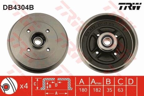 - Гальмівний барабан TRW DB4304B
