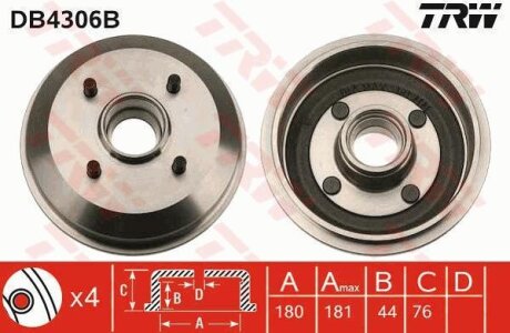 - Гальмівний барабан TRW DB4306B