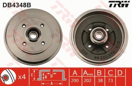 - Гальмівний барабан TRW DB4348B