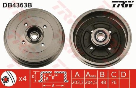 - Гальмівний барабан TRW DB4363B