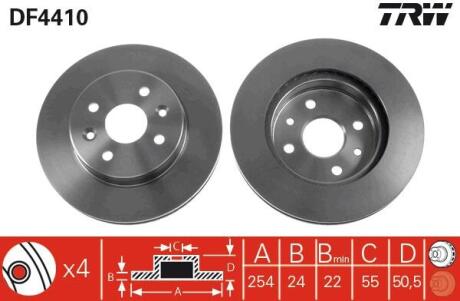 Диск тормозной KIA RIO передн., вент. TRW DF4410