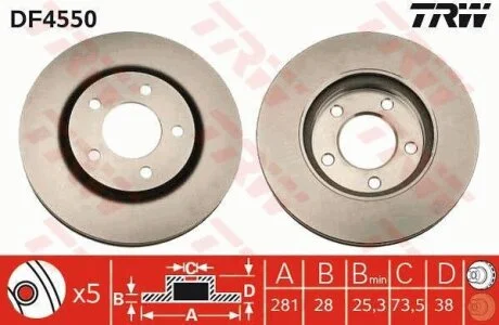 - Гальмівний диск TRW DF4550