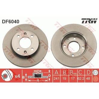 Диск тормозной HYUNDAI GETZ 02- перед.вент. TRW DF6040