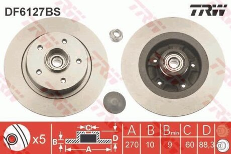 - Гальмівний диск TRW DF6127BS
