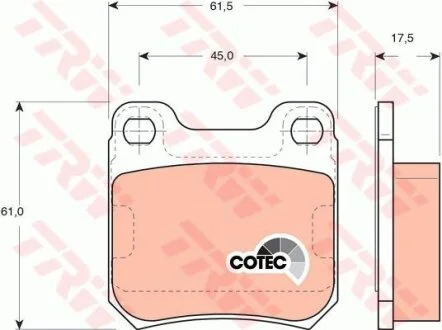 !!!Замінено на GDB1346 - Гальмівні колодки до дисків TRW GDB1302 (фото 1)