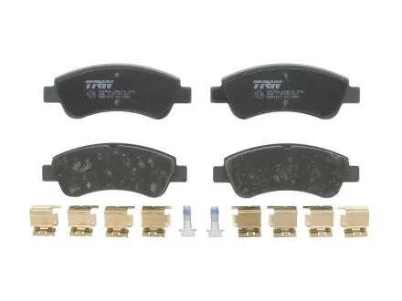 Комплект гальмівних колодок передн (з комплектуючими з гвинтами гальмівного супорта), DS DS 3 CITROEN C3 AIRCROSS II, C3 II, C3 II/HATCHBACK, C3 III, C3 PICASSO, C4 CACTUS 1.0-Electric 09.00- TRW GDB1677