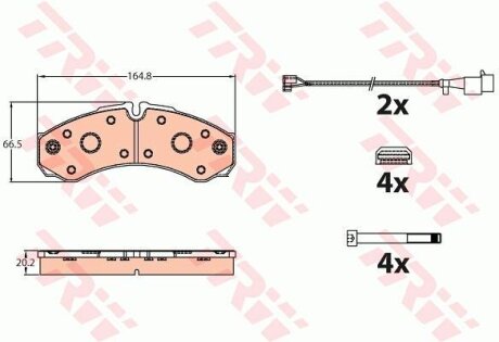 Комплект гальмівних накладок, дискове гальмо TRW GDB2109