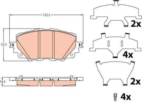 Комплект гальмівних колодок, дискове гальмо TRW GDB2200
