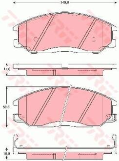 Колодки тормозные HYUNDAI H-1/SANTA FE/TRAJET 01- перед. TRW GDB3257