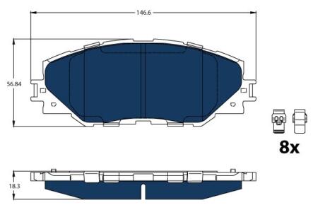 Комплект гальмівних колодок передн ((EN) for hybrid vehicles), TOYOTA AURIS, PRIUS PLUS, RAV 4 IV 1.8H/2.5H 09.10- TRW GDB3424BTE