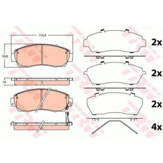 Комплект гальмівних колодок передн, HONDA CIVIC VIII, CROSSTOUR I, CR-V IV, CR-V V, ODYSSEY 1.3H-3.5 09.05- TRW GDB3581