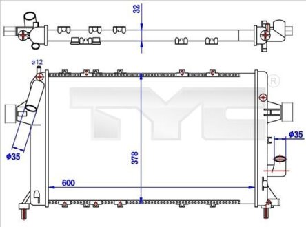 Радіатор, система охолодження двигуна TYC 725-0039-R