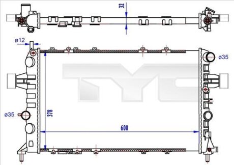 Радіатор, система охолодження двигуна TYC 725-0041-R