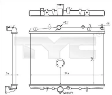 Радіатор, система охолодження двигуна TYC 726-0018-R