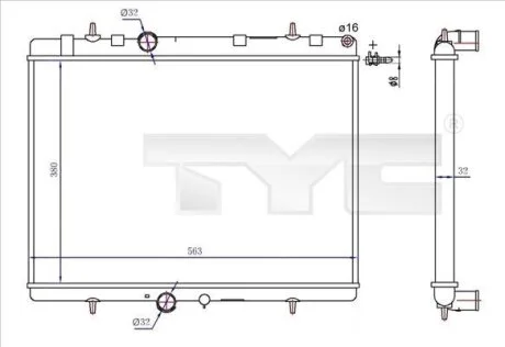 Радіатор, система охолодження двигуна TYC 726-0020-R