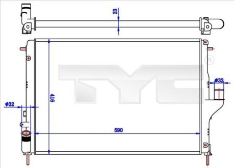Радіатор, система охолодження двигуна TYC 728-0056-R