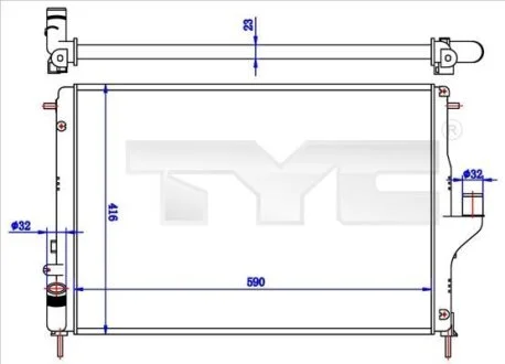 Радіатор, система охолодження двигуна TYC 728-0056-R