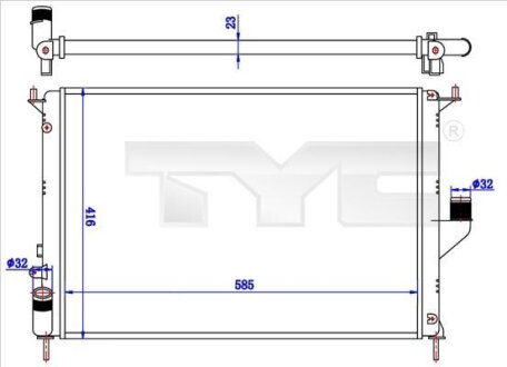 Радіатор, система охолодження двигуна TYC 728-0057