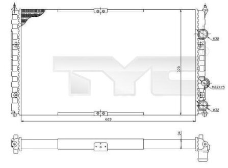РАДІАТОР ОХОЛОДЖЕННЯ VW POLO/CADDY 95- 1.4/1.6/1.9D 11.95-01.04 TYC 737-0057