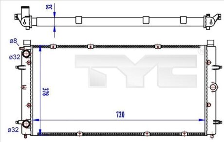 Радіатор, система охолодження двигуна TYC 737-0059-R