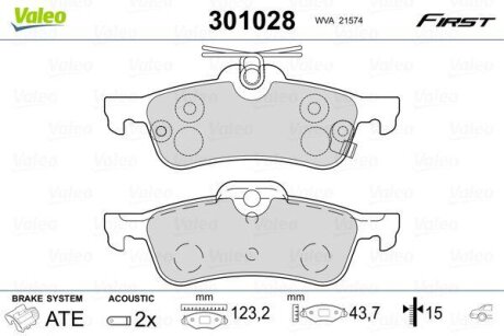 Гальмівні колодки, дискові Valeo 301028