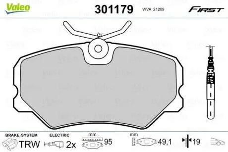 Гальмівні колодки, дискові Valeo 301179