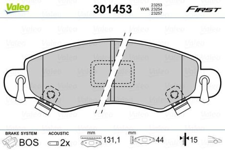 Гальмівні колодки, дискові Valeo 301453