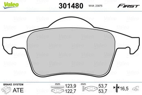 Гальмівні колодки First VOLVO S60/S70/S80/V70/XC70 "R "95-10 Valeo 301480
