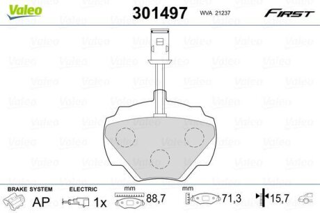 Гальмівні колодки, дискові Valeo 301497