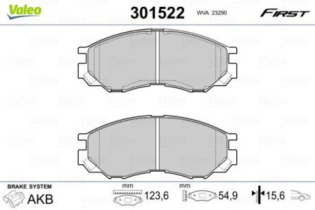 Гальмівні колодки, дискові Valeo 301522