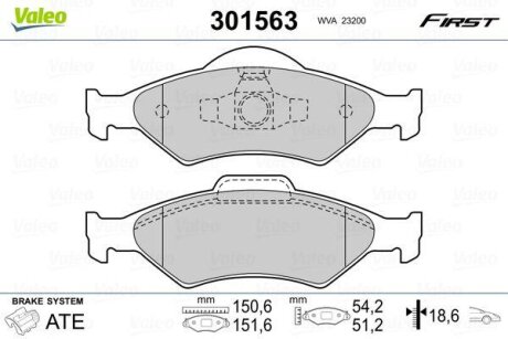 Гальмівні колодки, дискові Valeo 301563