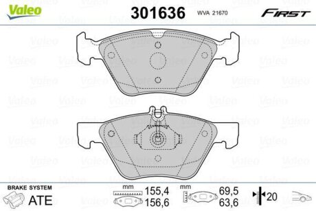 Гальмівні колодки, дискові Valeo 301636