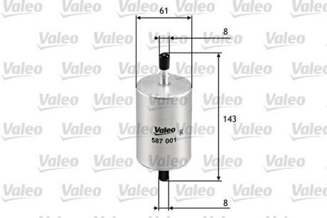 Фільтр паливний CITROEN Berlingo/C-Elysee/C15/C2/C3/Evasion/Jumpy/Saxo/Xantia "1,0-2,9 "88>> Valeo 587001