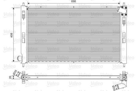 Радіатор двигуна (мкпп) CITROEN C4 AIRCROSS, C-CROSSER, C-CROSSER ENTERPRISE MITSUBISHI ASX, LANCER VIII, OUTLANDER II PEUGEOT 4007, 4008 1.6D-3.0 11.06- Valeo 701577