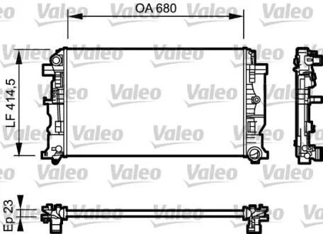 Радиатор водяной, Sprinter 906-907-910, (OM 646-642-651) / VW Crafter, 2.0-2.5 TDI, 2006>, (23 mm. Valeo 734926