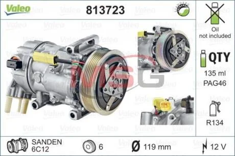 Компресор кондиціонера відновлений Valeo 813723