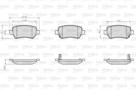 Комплект гальмівних накладок, дискове гальмо Valeo 872417