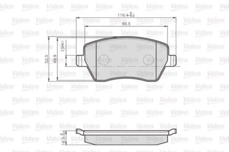 Комплект гальмівних накладок, дискове гальмо Valeo 872973