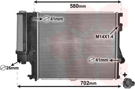 Радиатор охлаждения BMW 5-SERIE E39, AC 95-98 Van Wezel 06002186
