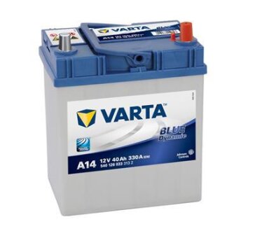 Аккумуляторная батарея, 40Ah / 330A (12V), Blue Dynamic A14, (R+), (187x127x227) VARTA 5401260333132
