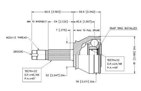 Акция ШРКШ зовнішній комплект FIAT Fiorino 88-00, Palio 96-20 VEMA 18626