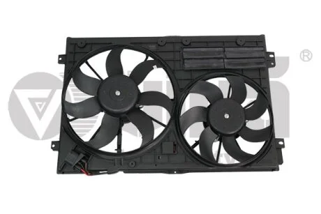 Вентилятор радіатора у зборі з блоком управління, із заслінкою Audi A3/VW Touran (03-13) Vika 91210547901