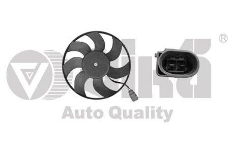 Вентилятор радіатора 150W (правий) Skoda Fabia (06-14),Octavia (04-13)/VW Golf (97-14), Caddy (04-20) 295мм Vika 99590332401