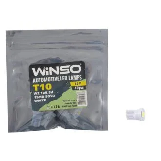 LED-лампа 12V SMD T10 W2.1x9.5d 1LED 5050 white 10шт.уп. WINSO 127270