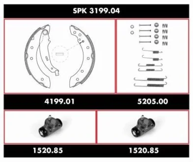 Комплект гальма, барабанне гальмо WOKING SPK 3199.04