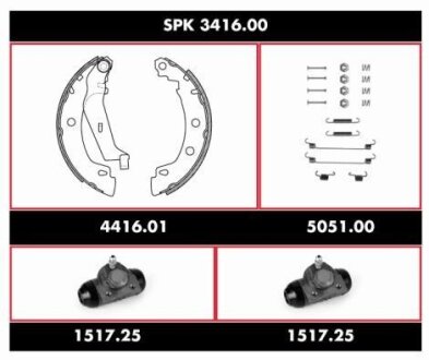 Комплект гальма, барабанне гальмо WOKING SPK 3416.00
