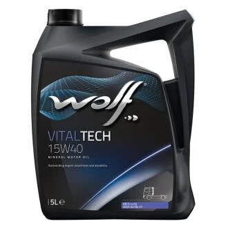 Моторна олива  Vitaltech SAE 15W-40, 5L. Wolf 8301117