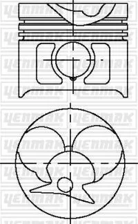 Поршень с кольцами і пальцем (размер отв. 87.00/STD) DB W124/W201 2.5-3.0D (OM 602A.911,961,962,993 YENMAK 31-03606-000