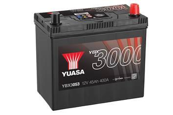Акумулятор 12В 45Агод./400А YBX3000 SMF (R+ тонкі клеми (японські транспортні засоби) + стандартні клеми) 238x129x225 B00 (пусковий) YUASA YBX3053